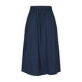 thumbnail image 3 of Jupe d'Été Unie pour Femmes Taille Haute Pliable Polyvalente Longueur Moyenne Jupe Midi, 3 of 6