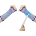thumbnail image 1 of LoonWear 2025 Latest Model 防割袖套，手臂安全保护袖套，带拇指孔，5级防护前臂护套，蓝色，18英寸, 1 of 5