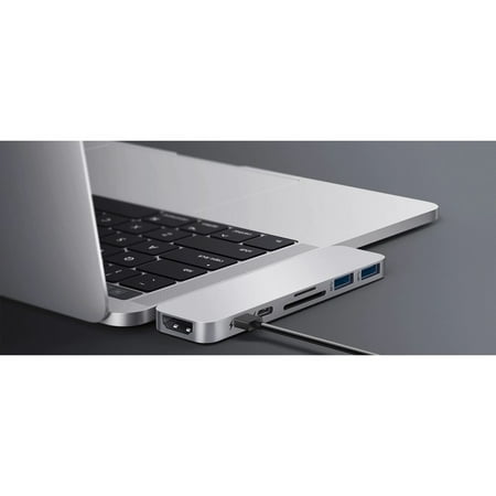 Hyper - DUO 7-Port USB-C Hub - USB-C Docking Station for Apple MacBook Pro and Air - Silver