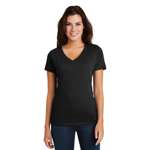 Camiseta con cuello en V para mujer Distrito DM3501 Negro XL