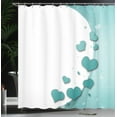thumbnail image 4 of Ambesonne Turquoise Shower Curtain, Hearts Valentines, 69"Wx84"L, Turquoise White Teal, 4 of 5