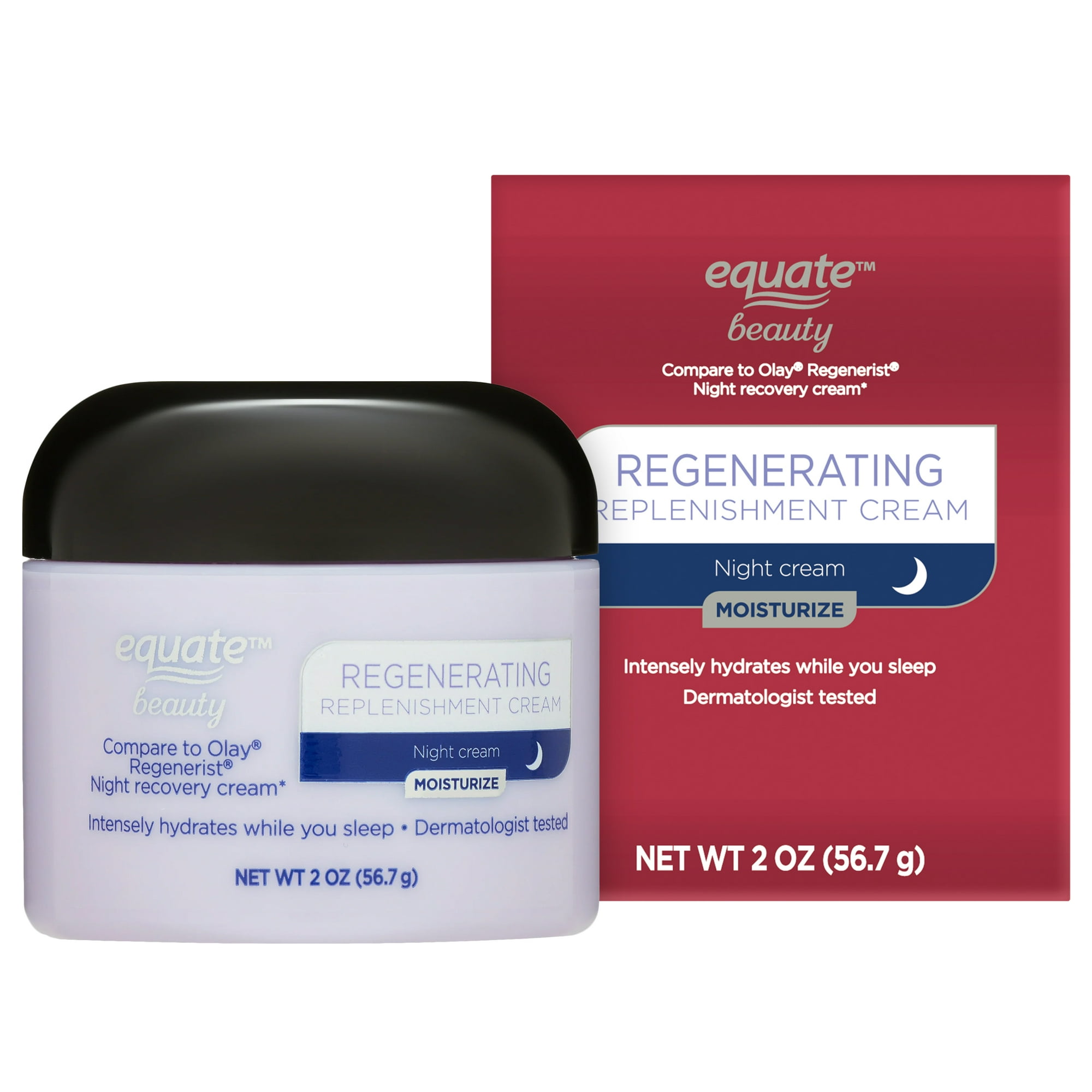Equate Regenerating Replenishment Night Cream for Moisturizing Face Care, 2 oz, Compare to Olay® Regenerist® Night Recovery Cream