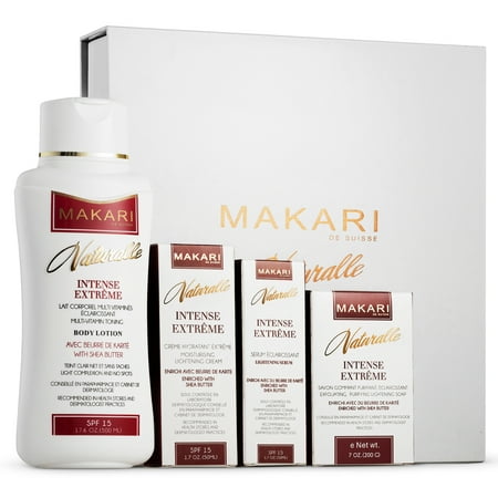 Makari Naturalle Intense Extreme Gift Set ? Lightening, Toning & Moisturizing With Shea Butter & SPF 15 ? Anti-Aging & Whitening Treatment for Dark Spots, Acne Scars & Wrinkles