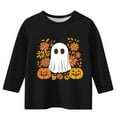 thumbnail image 3 of Delliss Girls Halloween 3/4 Sleeve Shirt Comfy Casual Top Fashion Basic Blouse Black 7-8Years, 3 of 4