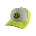 thumbnail image 1 of Gravity Threads Smile Face Embroidery Adjustable Trucker Hat - Cross Eye - White/Neon Yellow, 1 of 2