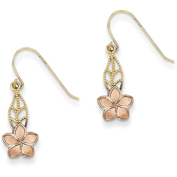 Primal Gold 14K Two Tone Gold Fancy Plumeria Dangle Earrings