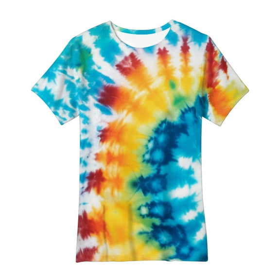 Penkiiy Tie Dye T Shirts for Kids, Hippie Top Tees for Boys Girls 70s Colorful T-Shirt,Rainbow Colorful Tee for 4-16 Years Blue