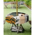 thumbnail image 4 of Hokiten Outdoor Tablecloths with Umbrella Hole & Zipper, Boho Middle Century Round Tablecloth 54 Inch, Abstract Orange Geometric Leaves Waterproof Table Cloth, Patio/Pool/Picnic Table Covers, 4 of 7