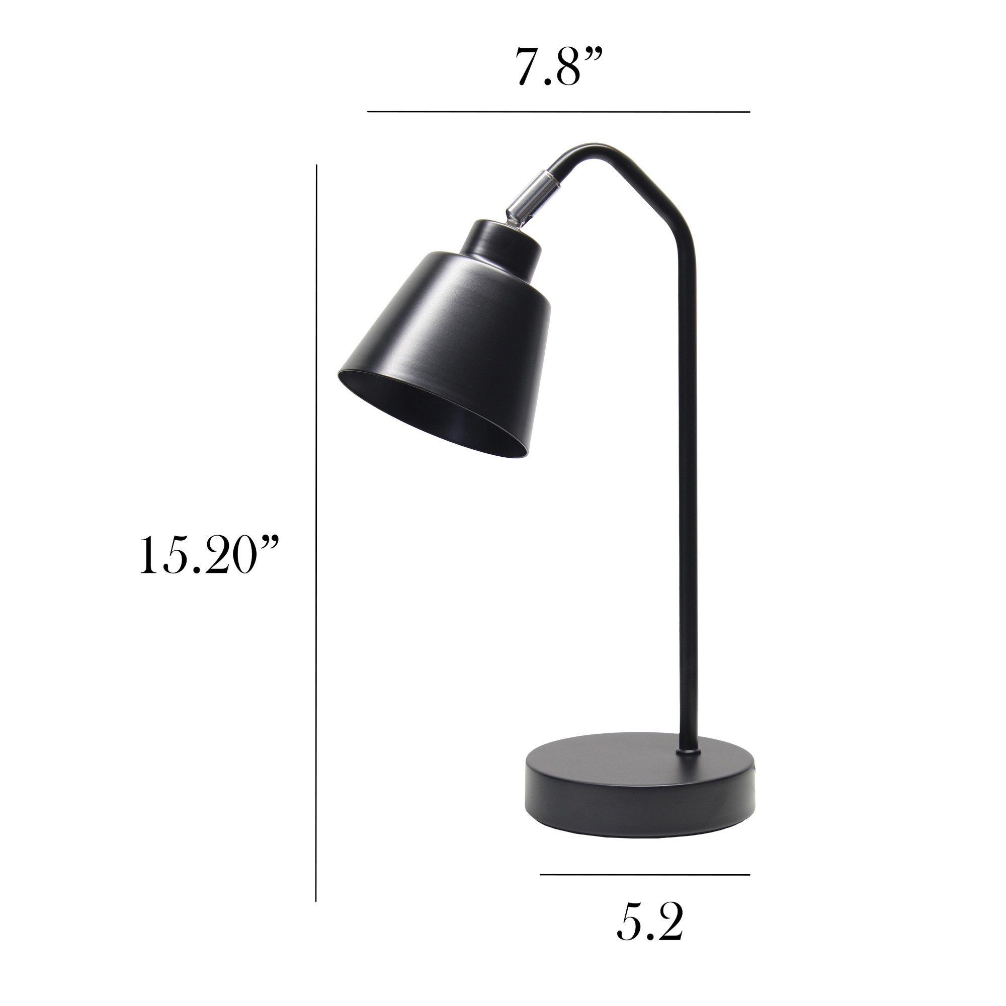 Mod Lighting and Decor Angled Arm Desk Lamp with Adjustable Cone Shade - 16" - Black
