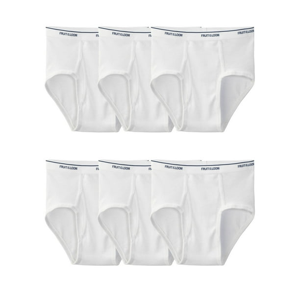 Fruit Of The Loom Mens Cotton White Briefs 6 Pack, 3XL, White