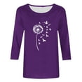 thumbnail image 4 of CYMMPU Spring Tops Round Neck Fall Fashion Shirts Loose Fit Flower Pattern Tunic Tops Boho Blouses for Women Dressy Casual 3/4 Sleeve Lightweight Basic T-Shirts S, 4 of 5