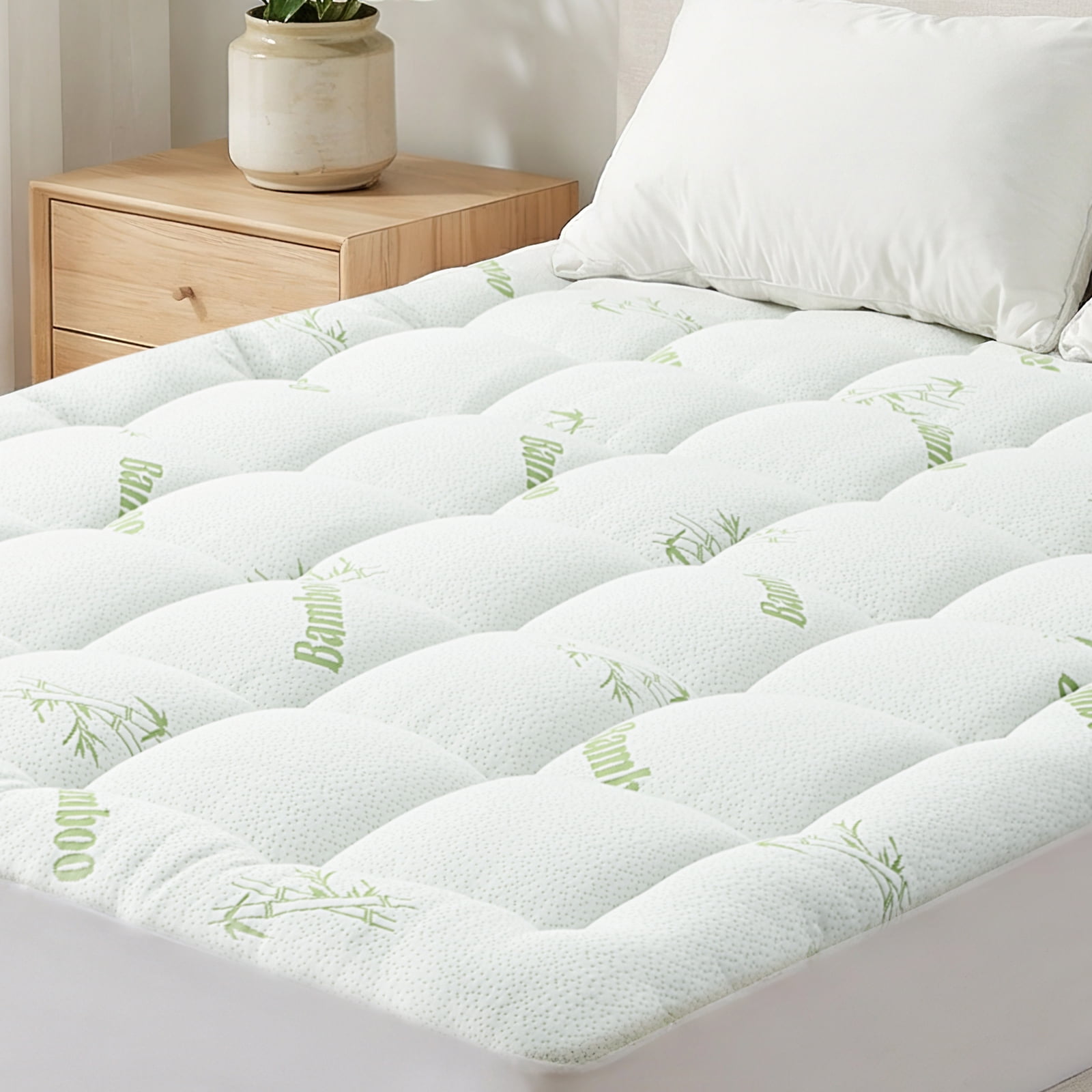Extra Thick Queen Mattress Topper, Cooling Mattress Pad Cover, Mattress Protector with 8-21 Inch Deep Pocket,White