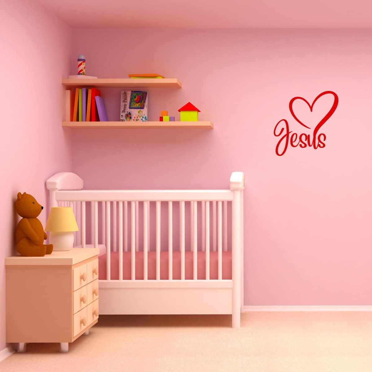 VWAQ Jesus Heart Religious Wall Decal Inspirational Home Decor