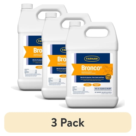 (3 pack) Farnam Bronco e Horse Fly Spray with Citronella for Horses, Dogs & Premises, Refill, 128 fl oz