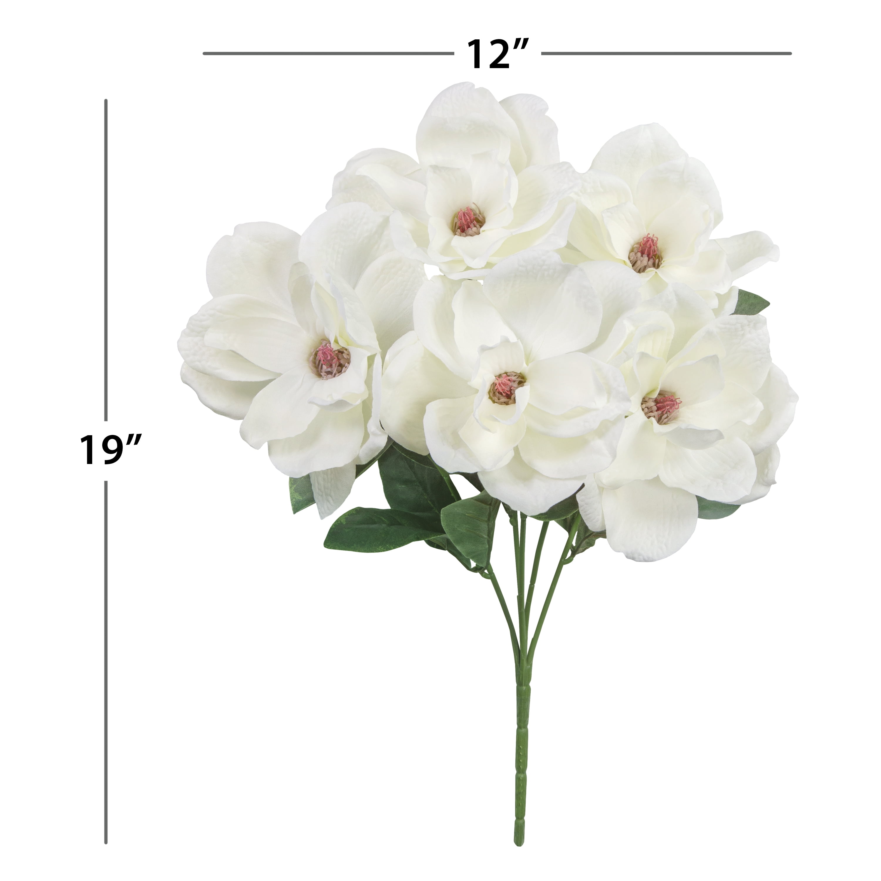 (2 pack) 19-inch Artificial Silk White Magnolia Bush, for Indoor Use, by Mainstays