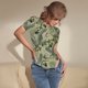 thumbnail image 3 of Balery Tropical Plants Green Body de cuello redondo de manga corta para mujer Tops de manga corta Tops básicos-Large, 3 of 7