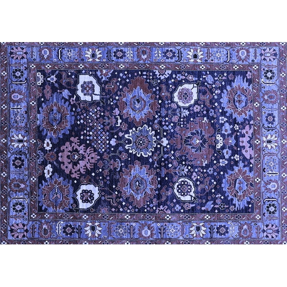 Ahgly Company Indoor Rectangle Oriental Blue Industrial Area Rugs, 8' x 10'