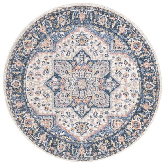 SAFAVIEH Astoria Kaelea Oriental Area Rug, Blue/Rust, 6'7" x 6'7" Round