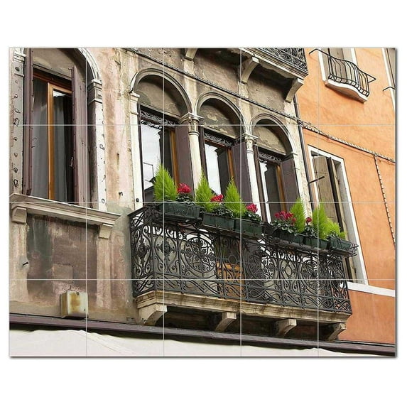 City Scene Ceramic Tile Mural Kitchen Backsplash Bathroom Shower, 404578-XL54