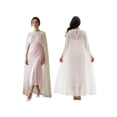 thumbnail image 3 of Argulvti Capes Longues Transparentes pour Femmes Mode Col Rond Couleur Unie/imprimé à Pois Poncho Châle, 3 of 9