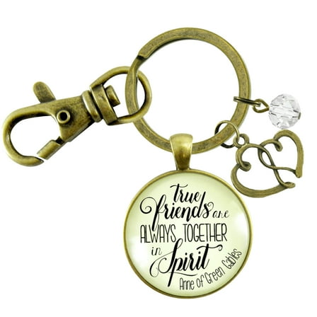 True Friends Are Always Together In Spirit Gutsy Goodness Bronze Metal Keychain Adult Female Jewelry Gift