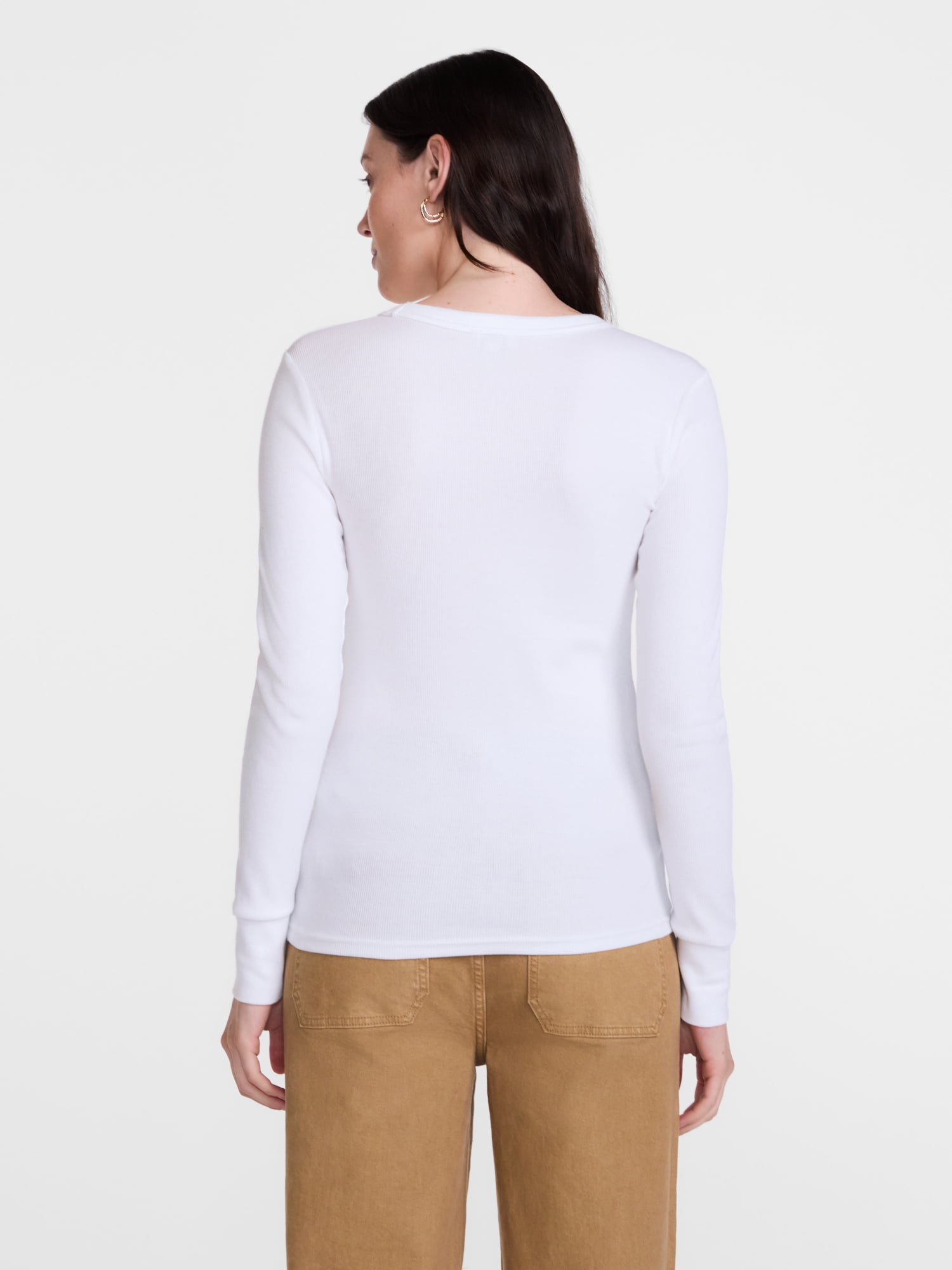 Scenario Women's and Women's Plus Rib Tee with Long Sleeves, Sizes XS-4X