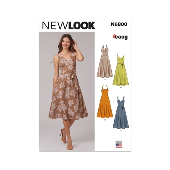 New Look Sewing Pattern 6800 - Misses' Dresses, Size: A (8-18)