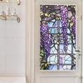thumbnail image 3 of 1pcs (45x100cm) Floral Stained Glass Window Film Anti-UV Heat Insulation Purple Pattern Window Decoration, 3 of 5