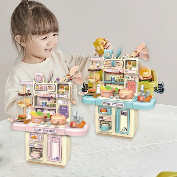 CQCYD Clearance Toys under $5 Kitchen Playset Toy, Play Kitchen with Realistic Steam and Lights, Role Playing Game Pretend Food and Cooking Playset, Mini Kitchen Accessories Set for 3 4 Girls Boys