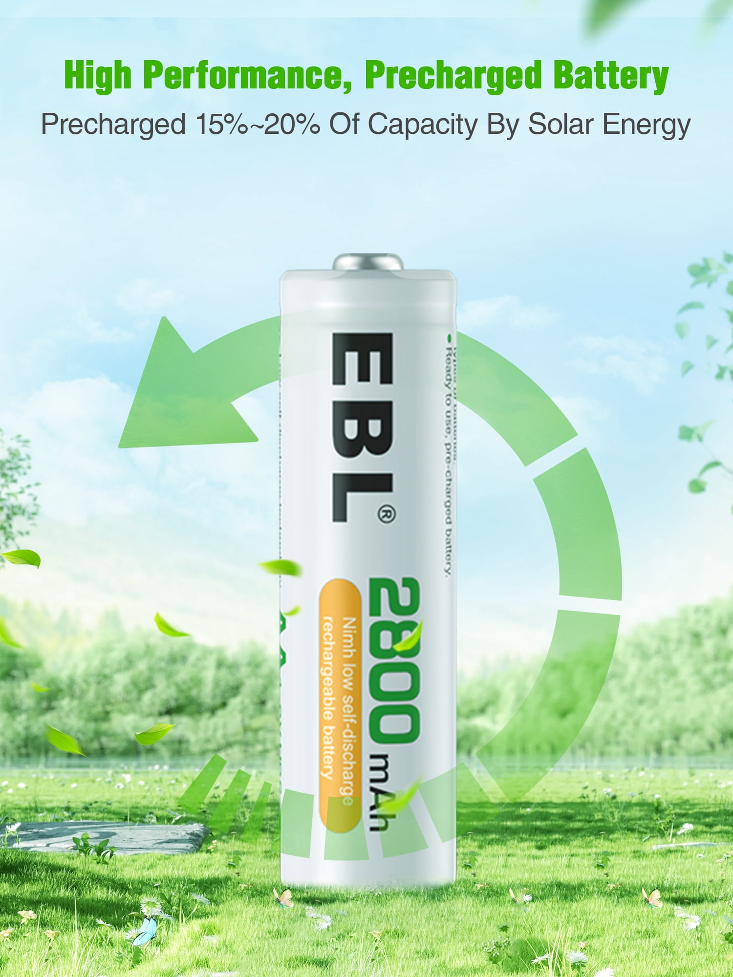 EBL Rechargeable AA Batteries 2800mAh (8 Pack) with 8 Bay Individual USB Fast Charging Battery Charger