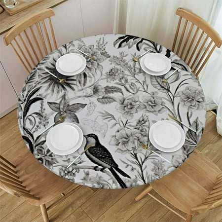 

Tllo0ord Elastic Edged Fitted Table Cover Table Cover for Kitchen Dining Party Picnic Botanical Flora Fits up Tables 38-42