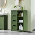 thumbnail image 2 of YEXJ Wood Free-Standing Cabinet Bathroom Storage Floor Cabinet Unit Hallway Table with 4 Drawers and Adjustable Shelves Cupboard for Bathroom/Kitchen/Entrway, 22 x 12 x 32.5 In (LxWxH), Green, 2 of 10