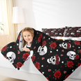 thumbnail image 3 of Feelyou Romantic Rose Skull Twin Bedding, Cartoon Red Flower Bedding Comforter Set, Halloween Reversible, 7-Piece, 3 of 7