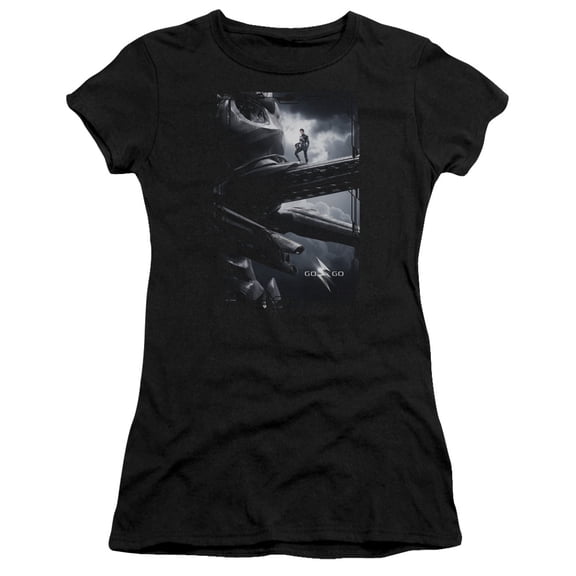 Power Rangers Black Zord Poster Junior Women's T-Shirt Sheer Black