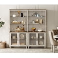 thumbnail image 6 of WAMPAT Farmhouse Bookcase, Bookshelf with Glass Doors, Large Wood Display Book Shelf with Adjustable Shelves and Storage Cabinet for Living Room, Bedroom, Library, Office, Rustic White (2PCS), 6 of 7