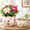 Pattern Pink Roses, variant on 2 Pack Pattern Green Leaves Ceramic Planters with Drainhole, 5.5 + 6.6 Inch Crackle Glaze Pots