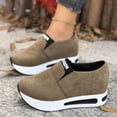 thumbnail image 5 of Suede Platform Loafers for Women Comfortable Wide Toe Box Slip On Orthopedic Walking Shoes Casual Non Slip Work Shoes Brown Size 6.5, 5 of 8