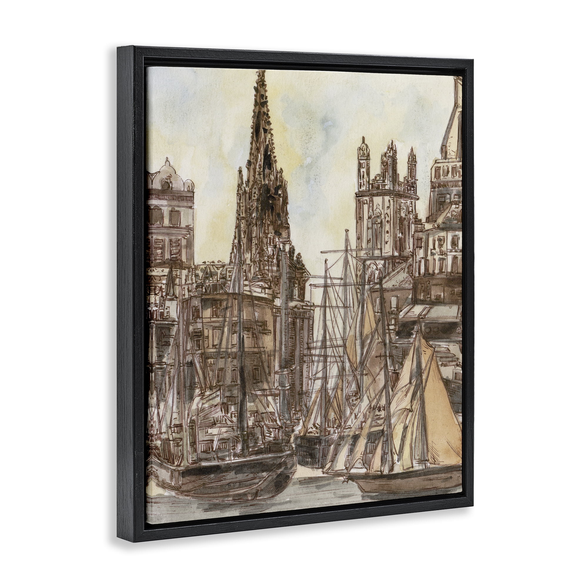 Stupell Industries Salted Remnants Harbor Black Framed Floater Canvas Wall Art, design by Melissa Wang