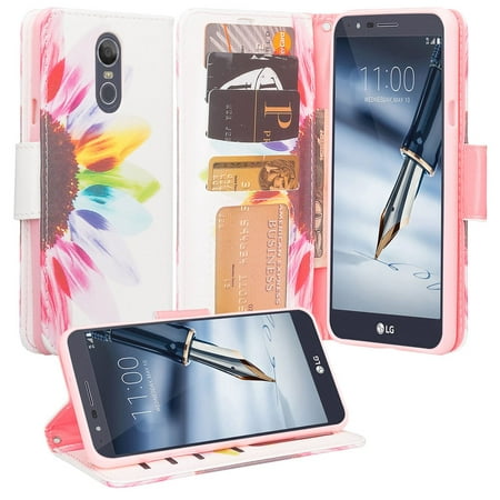 LG Stylo 4 Case,LG Stylo 4 Plus Case [Wrist Strap] Cute Girls Women Pu Leather Wallet Phone Case ID Slot & Kickstand for LG Stylo 4/Stylo 4 Plus - Sun