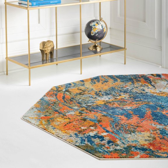 Unique Loom Vivid Collection Area Rug - Pune (7' 10" Octagon Multi/Beige)