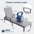 thumbnail image 4 of Chaise Lounge Chair Outdoor 2PCS - 5 Position Adjustable Backrest,Armrest,Waterproof,Easy Assembly,300lb Weight Capacity for Pool,Resin,Light Grey, 4 of 7