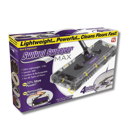 Ontel Swivel Sweeper Max - Rechargeable Battery & Battery Charger Cordless Vacuum As Seen on TV Powerful Swivels 360 Degrees 4 Quad-Brush Technology