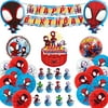 Spidey And His Amazing Friends Birthday Decorations Spidey And His Amazing Friends Party Supplies with a Spidey Friends Banner Cake Topper and Ballons for Spider Birthday man Decorations