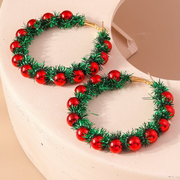 Xihbxyly Pendientes Navideños con Diseño de Bolas Circulares, Accesorio Festivo Colorido, Ligero y Cómodo, Ideal para Fiestas, Reuniones Familiares y Eventos Corporativos, con Un Estilo Único.