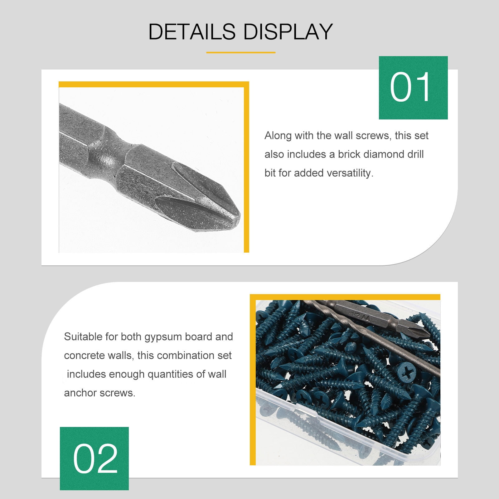 Raindrops 3/16X1-1/4In Self Drilling Anchors Screws For Concrete Walls And Diy Projects