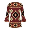 thumbnail image 5 of Scyoekwg Womens Tops 3/4 Sleeve Dressy Casual Blouses Trendy Ethnic Print Graphic Tees Loose V-Neck 3/4 Flared Sleeve Button Pleated T Shirts Comfy Blouses (#B=Wine,XXXL), 5 of 5