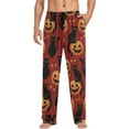 thumbnail image 4 of Men's Pajama Pants with Pockets Sleepwear Lounge Pants Stretch Casual Halloween Black Cats and Pumpkins, 4 of 7