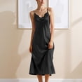 thumbnail image 2 of Nightgown with Built in Bra Racerback Sleeveless Night Shirt Spaghetti Strap Loose Fit Breathable Sleepwear Lightweight Sleepdress Z06 Black S, 2 of 6