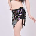 thumbnail image 6 of AGWOLF Sequin Skirt for Women Glitter Mermaid Mini Skirts Sparkly Belly Dance Hip Scarf Music Party Rave Wrap Skirt, 6 of 7