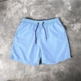 thumbnail image 2 of KPOPLK Mens Elastic Waist Drawstring Shorts Casual Classic Fit Stretch Flat Front Shorts with Pockets Size XXXXL,Light Blue, 2 of 6